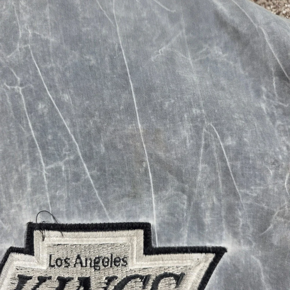 Vintage Starter Los Angeles Kings NHL Bomber Jacket Gray Acid Stone Wash Mens XL